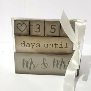 Wooden Block 6 Piece Wedding Day Countdown Calendar Engagement Gift